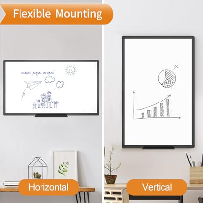 VIZ-PRO Magnetic Dry Erase Board, 72 x 40 Inches, Black Aluminium Frame - size: 72"W x 40"H