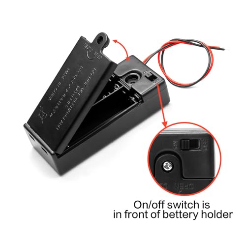 2PCS 3V (2 x 1.5V) 2AA Battery Holder Enclosures with Wire Leads and On/Off Switch Lid in Front 3 Volt Battery Case
