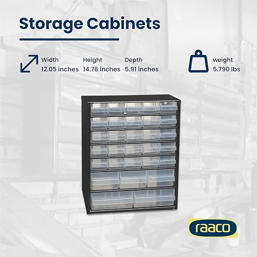 Raaco Steel Storage Cabinet, Standard 30-Drawer (C9-30) - Nuts & Bolts - size: Standard-30D