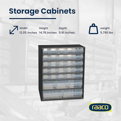 Raaco Steel Storage Cabinet, Standard 30-Drawer (C9-30) - Nuts & Bolts - size: Standard-30D