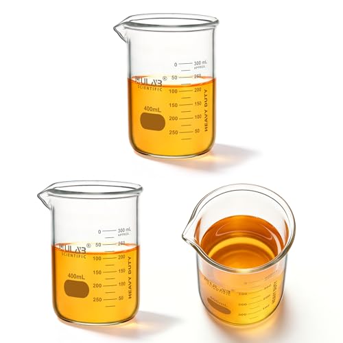ULAB Scientific Glass Beakers, Vol. 400ml, 3.3 Borosilicate Griffin Low Form with Printed Graduation, Pack of 3, UBG1035 - style: Vol.400ml, Pack of 3