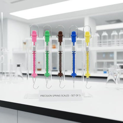 Tubular Spring Scale Set of 5 for Classroom,1N,5N,10N,20N,30N