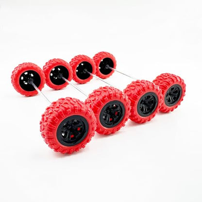 10PCS Toy Car Wheel 33mm RC Car Rubber Tire Wheel with 5PCS Shaft Round Rod Axles for RC Car Truck Robot DIY Model Toy Wheel Parts (2x33mm Red) - style: 2x33mm Red