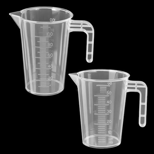 100ml and 50ml Plastic Clear Measuring Cup, 2 Pcs Graduated Measuring Cup with Handle Multipurpose PP Beaker for Home Kitchen Lab