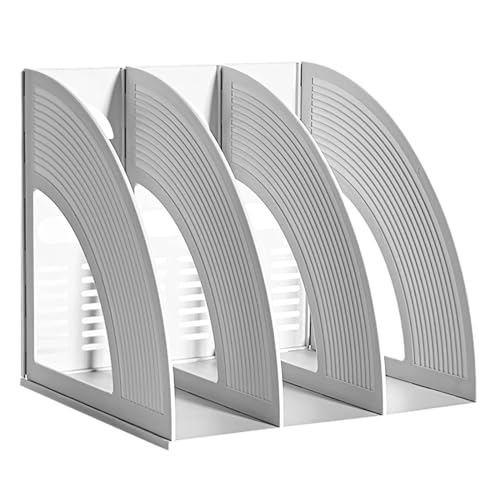 Marte Vanci Magazine File Holder Book Desktop Organizer Plastic Storage Sturdy Vertical 3 Section Folder Light Gray - color: Light Gray 3 Section