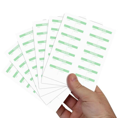 SmartSign Tested Self-Laminating Calibration Labels - Pack of 140, Polyester with Clear Flap, 0.625 x 1.5 inch, Protect Your Writing, Screen Printed, Green and White, Made in USA