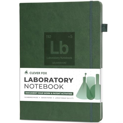 Clever Fox Laboratory Notebook, Lab Notebook, Chemistry Research Dark Green - color: Dark Green