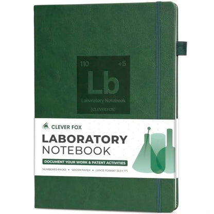 Clever Fox Laboratory Notebook, Lab Notebook, Chemistry Research Dark Green - color: Dark Green