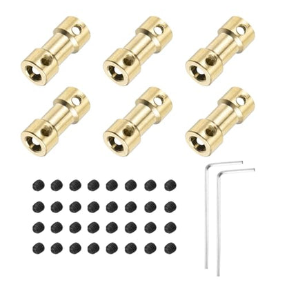 MECCANIXITY 6pcs 2.3mm to 5mm Brass Shaft Coupling Joint Connector with Screws and Hex Wrench Flexible Motor Shaft Coupler for Car Wheels Tires Shaft Motor - size: 2.3mm to 5mm