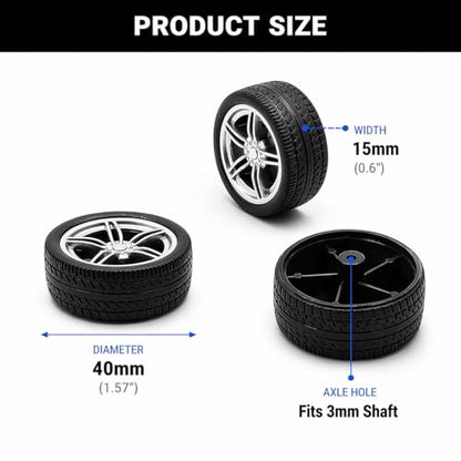 10PCS Toy Car Wheels 40mm Rubber Tire Wheels with Metal Shaft for RC Car Truck DIY Model Toy Wheel Replacement Accessories (3X40mm) - style: 3X40mm