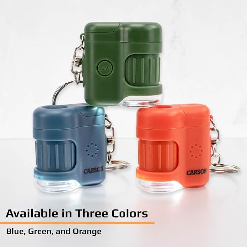 Carson MicroMini 20x LED Lighted Pocket Microscope Keychain - color: Orange