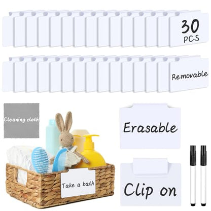 33PCS Basket Labels Clip On, 30 Labels for Storage Bins Removable