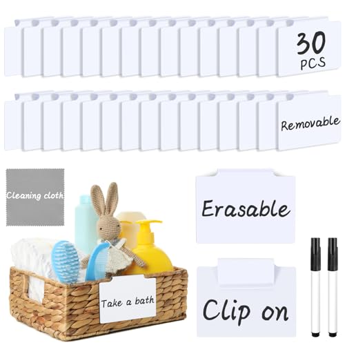33PCS Basket Labels Clip On, 30 Labels for Storage Bins Removable