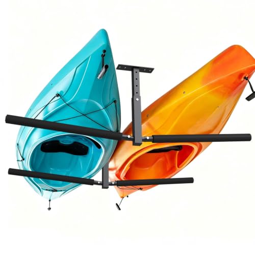 Ceiling Kayak Storage Rack for Garage, Heavy-Duty Overhead Kayak Hanger - size: Double (2pc )