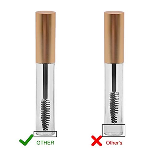 GTHER 10PCS 10ML Empty Mascara Tube Bottle with Eyelash Wand & Rubber Inserts & Funnels Set for Castor Oil/Eyelash Growth Oil, DIY Mascara Eyelash Cream Container with Cap, Matte Gold - color: Matte Gold