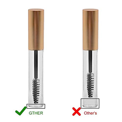 GTHER 10PCS 10ML Empty Mascara Tube Bottle with Eyelash Wand & Rubber Inserts & Funnels Set for Castor Oil/Eyelash Growth Oil, DIY Mascara Eyelash Cream Container with Cap, Matte Gold - color: Matte Gold