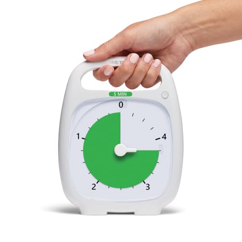 TIME TIMER PLUS 5 Minute Desk Visual Timer - Countdown Timer with Portable Handle for Classroom, Office, Homeschooling, Study Tool with Silent Operation (White) - style: 5 Minutes