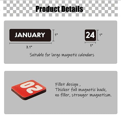 Large Double-Sided Magnetic Numbers and Months for Large Dry Erase Calendar Whiteboard, Calendar Magnets for Magnetic Whiteboard and Refrigerator Calendar(1"x1") - size: Numbers size 1.0"x1.0"