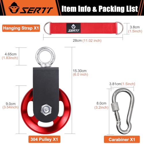 SERTT Cable Pulley Wheel for Home Gym Pulley System, Upgraded 90mm Aluminium Alloy Gym Pulley for Maximum 660LBS Load - color: Red, style: [1 Pack]