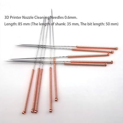 10Pcs 3D Printer Nozzle Cleaning Kit Needles 0.6mm, 3D Printer Nozzle Cleaning Needles Stainless Steel Nozzle Cleaner for Creality Ender 3,MK8,V6,Prusa,Volcano Nozzles, (Total Length: 85mm) - style: 10Pcs 3D Printer Nozzle Cleaning Needles 0.6mm