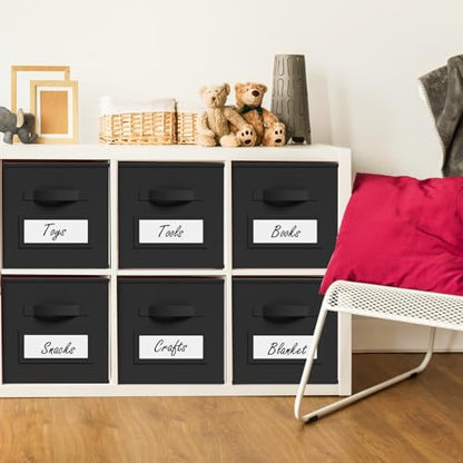 10 Pack Fabric Storage Cubes with Label 11" Collapsible Cube Bins, Black - color: Black, size: 11 Inch