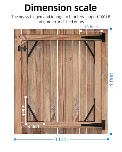 Fence Gate Frame Kit with 10 inch Heavy Duty Hinges, Gate Corner Brace Bracket Heavy Duty Kit, Fence Gate Kit, Gate Hardware for Wooden Fences,Driveway Gates,Shed Doors. Barn Door Lock Latches 1PC - size: 10 inch set