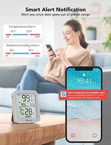 Govee Indoor Hygrometer Thermometer 3Pack H5075 with Bluetooth App Control - color: Grey, size: 3 Pack