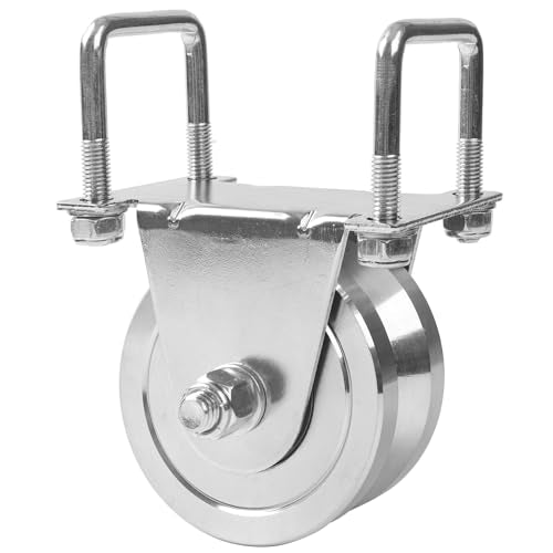 4” V-Groove Dual Bearing Slide Gate Wheel w/Bolted Bracket Cradle