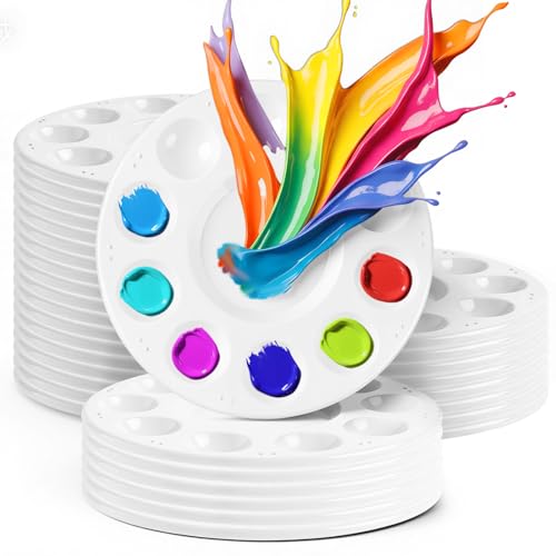36 Pcs Plastic Paint Tray Palettes, White Mixing Paint Holders for Watercolor & Acrylic, Painting Supplies for Students, Art Class, DIY Crafts, Paint Parties