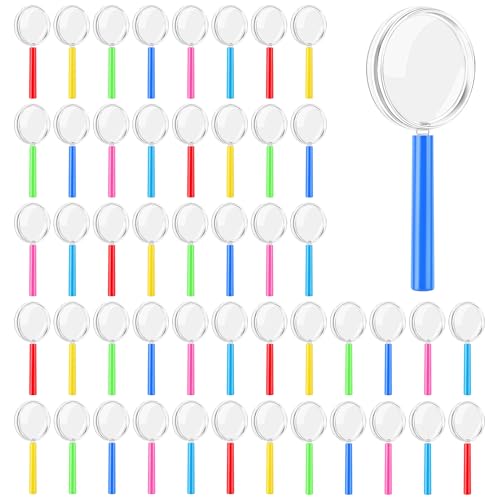 Aodaer 48 Pack Plastic Magnifying Glasses 6 Color Hand Held Magnifying Glasses Colorful Reading Magnifiers for Party Favors School Students