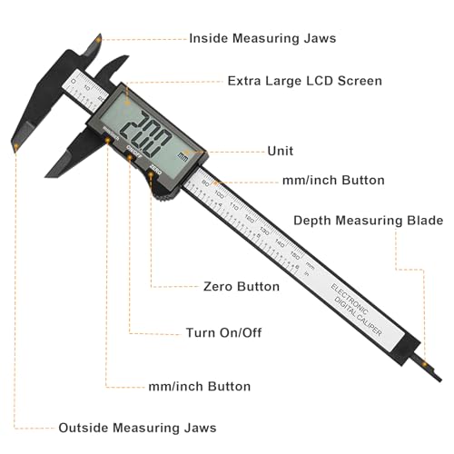 Sangabery Digital Caliper, 0-6 Inch Measuring Tool, Extra-Large LCD Screen