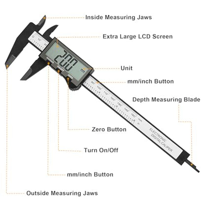 Sangabery Digital Caliper, 0-6 Inch Measuring Tool, Extra-Large LCD Screen