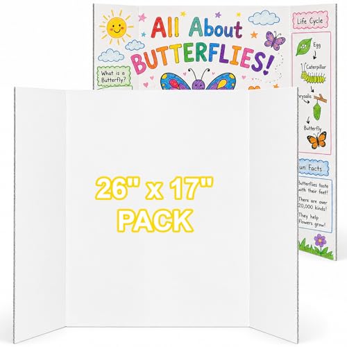 2-Pack 26 x 17 in Trifold Poster Boards for Science Fairs and Displays