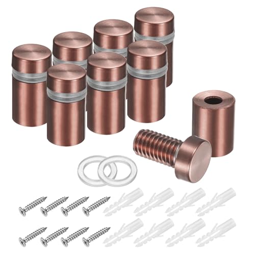 uxcell 8Pcs Sign Standoff Screws, 15/32" x 25/32" Stainless Steel Wall Standoff Mount Hardware Advertising Glass Nail for Glass Acrylic Panel Picture Frame, Rose Gold - size: 15/32" x 25/32"