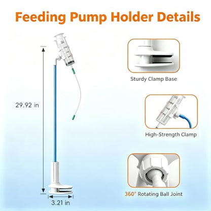2 Pack Adjustable Feeding Tube Holder, 360° Rotatable Arm Tube Fixing Stand with Clamp Base, Portable Hands-Free Tubing Organizer for Home Care, Enteral Feeding and IV Infusion Daily Nursing Supplies