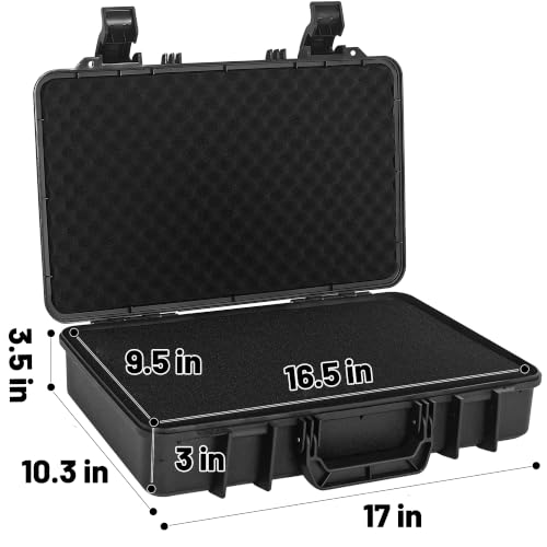 TORIBIO Hard Carrying Case with Foam Shockproof Storage 17"x10.3"x3.5" - size: 17" x 10.3" x 3.5"