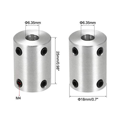 uxcell 1/4 Inch to 1/4 Inch Bore Rigid Coupling Set Screw L25XD18 Aluminum Alloy,Shaft Coupler Connector for 3D Printers, Motor Accessories,4pcs - size: 6.35mm to 6.35mm