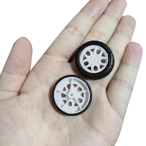 uxcell 30mm Rubber RC Wheel Tires DIY Model Robots 4pcs, White and Black