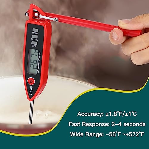 Copkim 6 Set Digital Food Thermometer Long Probe Instant,Red - color: Red