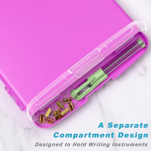 Rimilak Clipboard with Storage, 8.5 x 11 High Capacity Clip Board, Magenta - color: Magenta