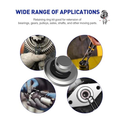 Boatsea 450Pcs Circlip Retaining Ring Kit, 3 Types 18 Sizes Incl External & Internal Circlips - size: E-Clip&External&Internal Retaining 450PCS
