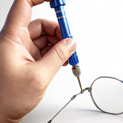 5-in-1 Multifunctional Small Screwdriver, PTSLKHN S2 Steel Magnetic Screwdriver Kit for Eyeglass, Sunglasses, Electronics, Cellphone, Jewelry and More - color: Blue 5in1