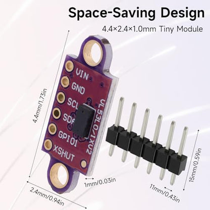 5 Pcs VL53L0X Lidar Sensor 2m Range High Precision Single-Point Distance Sensor GY-VL53L0XV2 Compact Lightweight ToF Module with I2C Interface for Arduino Raspberry Pi Robot IoT Projects Smart Homes - color: Purple