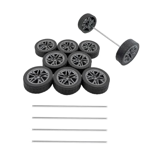 10PCS Toy Wheel Model Car Wheel with 5PCS Round Rod Shaft Axles for DIY Model Toy RC Car Truck Robot Building Project (2x36mm) - style: 2x36mm