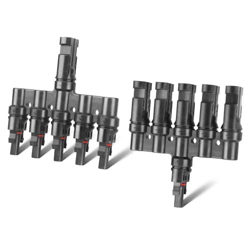 Solar Panel Connector 5 to 1 Solar Y Branch Solar Panel Splitter 5 Way Y Branch Solar Panel Parallel Connectors for Parallel Connection Solar Panels (1 Pair 5 to 1) - color: 5 to 1 (1 Pairs), size: T Branch