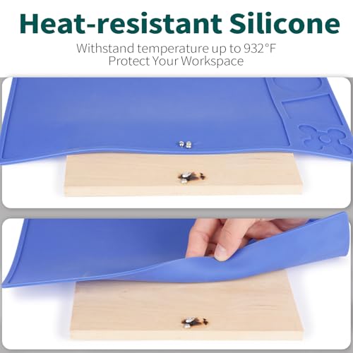 YIHUA M150 Heat-resistant Soldering Mat with Multiple Storage Slots, Built-in Ruler, Bendable Soft Silicone Soldering Mat, Dimensions 12.99 * 8.23 * 0.12 inches (330 * 209 * 3mm) - size: 12.99 in × 8.23 in