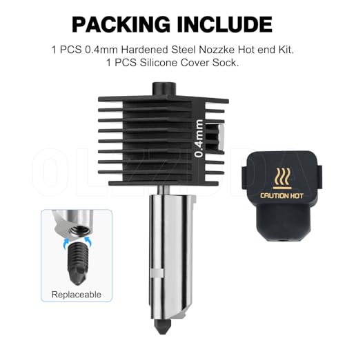 Speed Hot End A1 Mini A2L Extrusion Head Kit B 0.4mm Hardened Steel Nozzle Chrome Plated Brass Heating Block Silicone Sock Integrated Structure for Bambu Lab A1/A1 Min 3D Printers only - size: 0.4