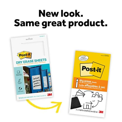 Post-it Dry Erase Sheets, 7 x 11.3 in, 3 Sheets - size: 3 Sheets