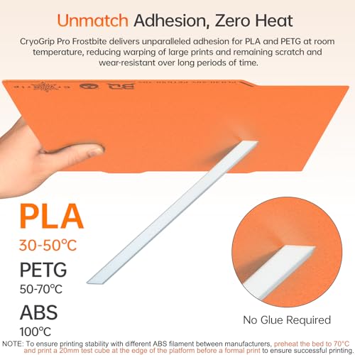 BIQU Cryogrip Pro Frostbite Matte Orange Cold Build Plate for Bambu-Lab A1 Mini 3D Printer 184x184MM Double-Sided Upgrade Room Temperature Print Removable Surface Platform - color: Frostbite-Orange, size: A1 Mini