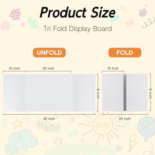 4 Pack Trifold Poster Board, 16x40 White Presentation Display Board - size: 16x40, style: 4 Pack